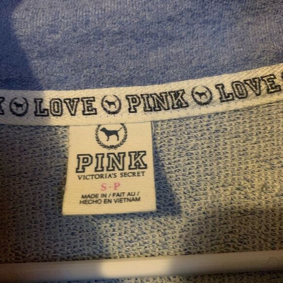 Victoria’s Secret PINK Half Zip Heather Blue Pullover Sweatshirt Small - Picture 6 of 7